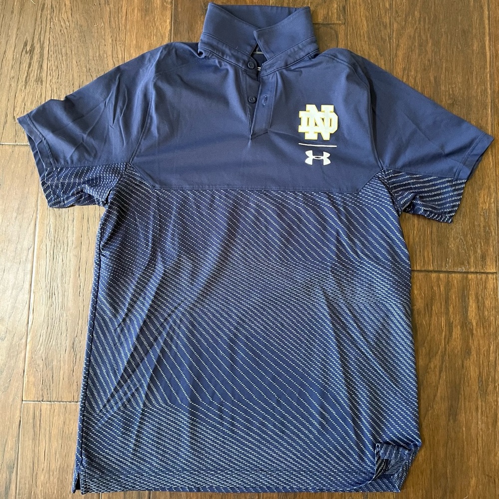 Under Armour Notre Dame Polo Navy Striped